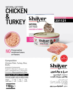 کنسرو نچرال مرغ و بوقلمون شایر گربه 110 گرمی