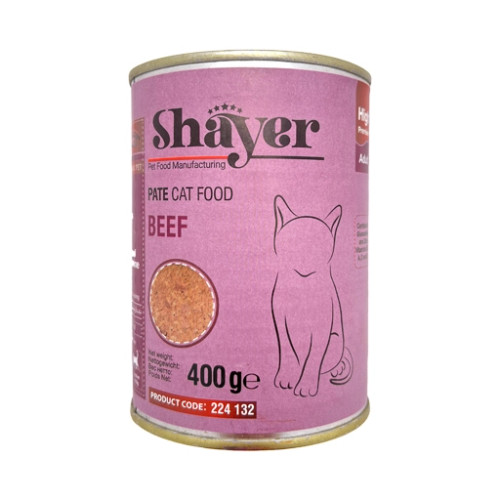 کنسرو پته گوشت شایر گربه (قوطی 400 گرمی)