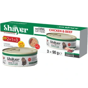 کنسرو سه عددی مرغ و گوشت شایر گربه 90 گرمی